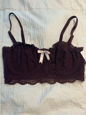 Eberjey Anouk Underwire Lace Bandeau Bra in Caber (Maroon) - Size 32C NWT